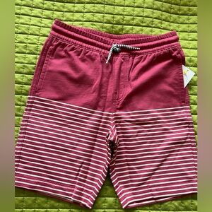 Tea Collection Knit Beach Shorts, red striped, boys size 12, new with tags